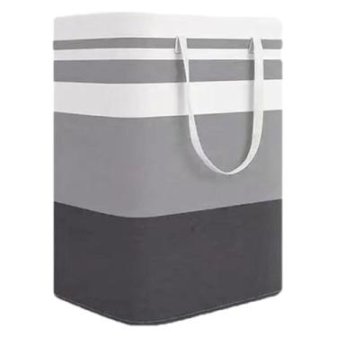 Imagem de MotiveTech Cesto de roupa suja dobrável e versátil na cor cinza, ideal para dormitórios, casa, sala de estar, viagens e banheiros.