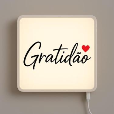Imagem de Luminária Box Slim LED USB – Gratidão