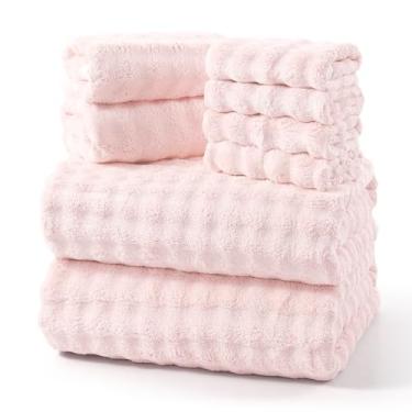 Imagem de REDKISS Conjuntos de toalhas de banho macias de 8 peças, microfibra de secagem rápida e absorvente, lençol de banho grande de 89 x 178 cm, toalha de mão de 35 x 76 cm, toalha de banho de 30 x 30 cm