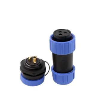 Imagem de HangTon Conector HE21 30Amp 3 pinos à prova d'água IP68 elétrico industrial automotivo circular ao ar livre, fio fêmea plugue e soquete macho, montagem em painel