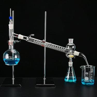 Imagem de ZAHIKA Aparelho de destilação, kit de destilação doméstica, destilação de vidro, aparelho de destilação de óleo essencial kit de destilação de vidro de laboratório purificador de destilação de água