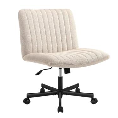 Imagem de Cadeira de Escritório Ergonômica com Rodas Giratórias, Estofado Acolchoado Grosso, Altura Ajustável, Confortável para Trabalho Home Office e Estudo, Uso Interior (Branco)