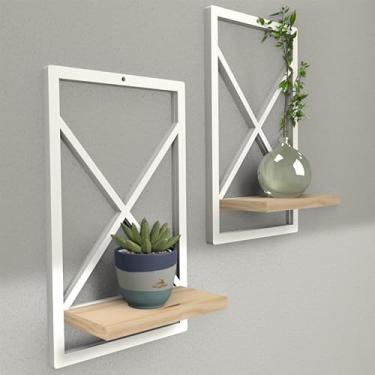 Imagem de Prateleira Industrial Decorativa – Suporte em Plástico Maciço com Madeira de Pinus, Kit com 1, 2 ou 3 Unidades para Sala, Quarto, Cozinha e Banheiro(BRANCO,1)