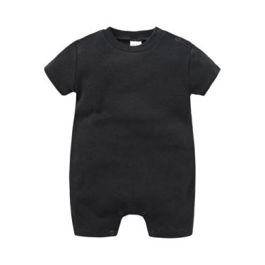 Imagem de Macacão De Algodão Branco E Preto Para Bebê Menino E Menina, Manga Cur