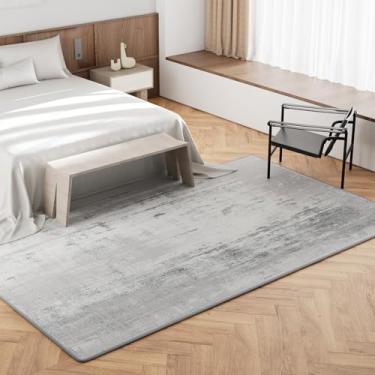 Imagem de Tapete de área, tapete lavável antiderrapante, tapete cinza moderno retrô, neutro, macio, fino, simples, tapete interno para sala de estar, quarto, cozinha (cinza, 10 x 1,8 m)