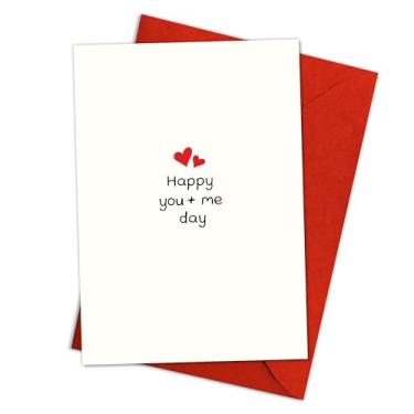 Imagem de Cartão de Dia dos Namorados – Cartão romântico fofo para parceiro, amante ou cônjuge – Happy You + Me Day – Perfeito para casais, aniversário, mensagens de amor – Em branco dentro, envelope vermelho