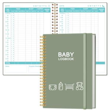Imagem de Livro de registro diário do bebê – Rastreamento de bebê A5 para recém-nascidos, 150 páginas fáceis de preencher para rastrear e monitorar a programação do seu bebê recém-nascido, verde