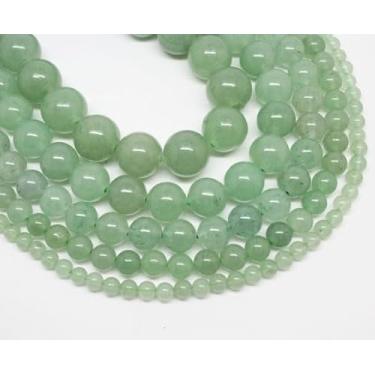 Imagem de Yochus 45 peças de contas redondas lisas de aventurina verde polonesa para fabricação de pulseiras, contas de pedras preciosas naturais de 8 mm para fazer joias, colar e brinco DIY