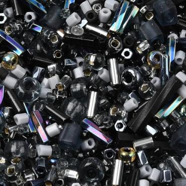 Imagem de 10 g de contas sortidas de sementes de vidro pretas mini contas de tubo de bugle de vidro lampwork contas espaçadoras redondas soltas para pulseiras faça você mesmo, colar, brinco, joias, kits de