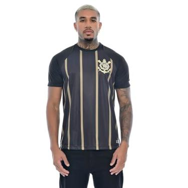 Imagem de Camisa Corinthians Raglan, Masculina, Preta, G