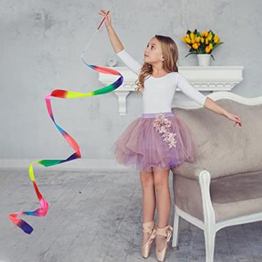 Imagem de 2 fitas de dança rítmica, fita de ginástica de 78,7 polegadas para varinha dançarina para crianças, serve para ginástica de dança artística, shows de carnaval de circo, bastão giratório (multi)