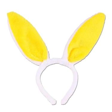 Imagem de 1 pacote com faixa de cabelo de coelho, orelhas de coelho para mulheres, meninas e crianças, orelhas de pelúcia fofas amarelas acessórios de cabelo, decoração de dia de Páscoa, acessórios de festa