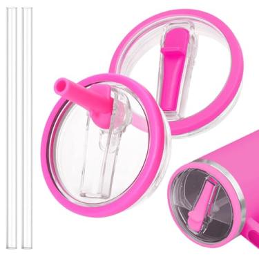 Imagem de TIZHJOZI Tampa de canudo de substituição para copo Stanley Quencher 1,134 g - 2 peças de tampas de copo à prova de vazamento com canudo, tampa de copo à prova de derramamento compatível com acessórios