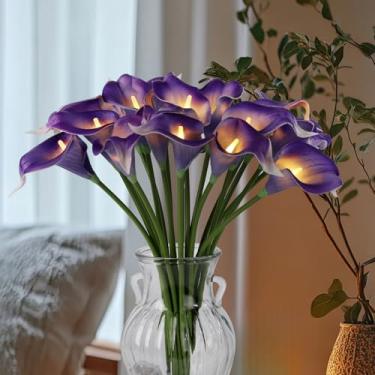 Imagem de 20 peças de lâmpada artificial para buquê de lírio de calla, luz noturna de lírio de calla, luz noturna de lírio de calla, luz noturna de lírio de calla, luz de flor artificial para presentes de Natal