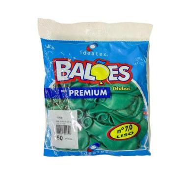 Imagem de Balão Bexiga Liso Cores Premium N7 C/ 50 Unidades - Ideatex, Verde