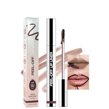 Imagem de JUAAZIN Tatuagem de delineador labial líquido fosco Peel Off, marrom escuro fosco Peel Off Lip Stain, longa duração, à prova d'água, brilho labial, à prova de transferência para todos os tipos de pele