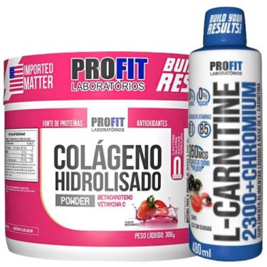 Imagem de L-Carnitine Carnitina Líquida 480ml + Colágeno Hidrolisado 300g - Prof