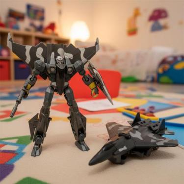 Imagem de Brinquedo Boneco Robô Guerreiro Militar Transforma Aeronave - Genérico