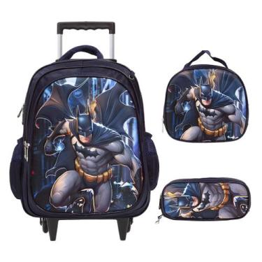 Imagem de Kit Mochila Escolar Masculina Rodinha Batman Tam G Reforçada - TOYS 2U
