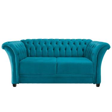 Imagem de Namoradeira Chesterfield Sofia Suede Azul Turquesa