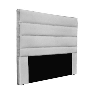 Imagem de Cabeceira Casal 1,40m Estofada Em Tecido Linho Greta - Lucadi Rústico Grígio