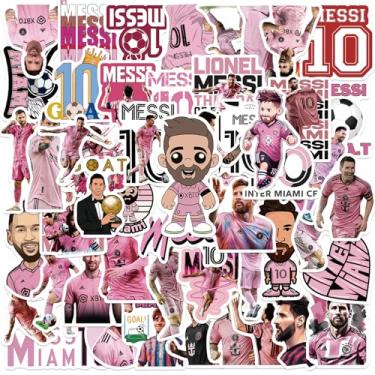 Imagem de Adesivos Messi de jogador de futebol 110 peças - Super Star Adesivos Futebol 2026 Copa do Mundo Miami Rosa Lionel Presente Vinil Selo Adesivo Etiqueta Adesivo para Fãs Janela Tumblers Bumper