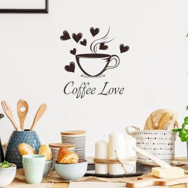 Imagem de Adesivos de parede Coffee Love Xícara de café em PVC Heart Steam 30x30