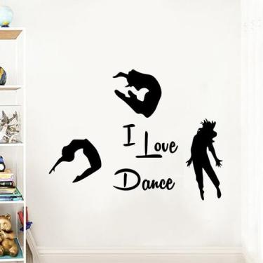 Imagem de Adesivos de parede I Love Dance Dancing Silhouette 43x56 cm PVC - yiwe