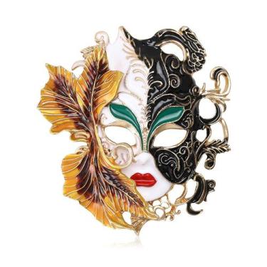 Imagem de Brooch Pin Venetian Carnival Mask Alloy Enamel Lapel - yiweisai