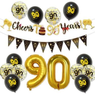 Imagem de Conjunto de decorações de festa de aniversário de 90 anos, 12 unidades