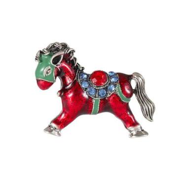 Imagem de Alfinetes de broche Colorful Horse para mulheres, de liga leve com str