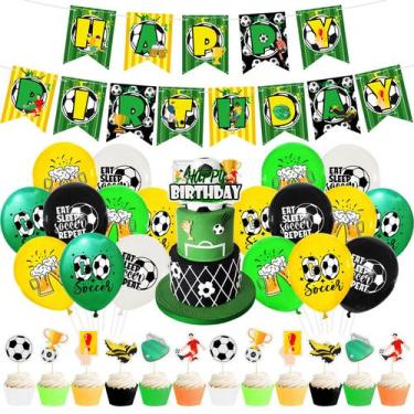 Imagem de Conjunto de decorações de festa com tema de futebol, aniversário, 18 u