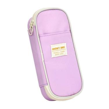 Imagem de Estojo de lápis genérico de fibra de poliéster roxa de grande capacida