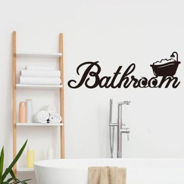 Imagem de Adesivo de parede, placa de banheiro, banheira, PVC, 22x60cm, elegante