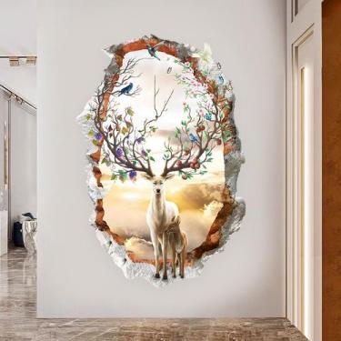 Imagem de Adesivos de parede 3D Deer Cloud Sky Wallpaper 60x90cm PVC - yiweisai