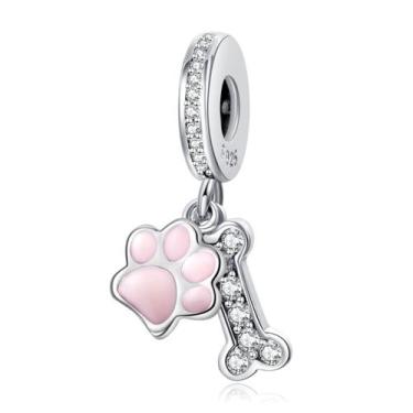 Imagem de Pingente Bead Annmors Dog Print and Bone Charm em prata 925