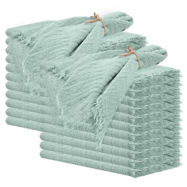 Imagem de Guardanapos de tecido Pesonlook Sage Green Algodão com franja 40x40cm 