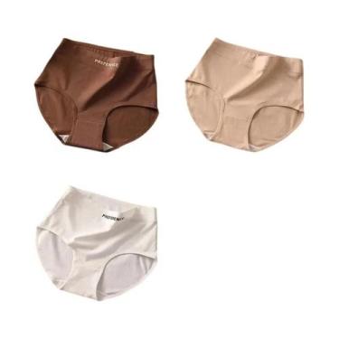 Imagem de Calcinhas De Algodão Sem Costura De Cintura Alta Tamanho Grande 3 Peça