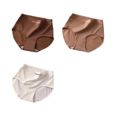 Imagem de Calcinhas De Algodão Sem Costura De Cintura Alta Tamanho Grande 3 Peça