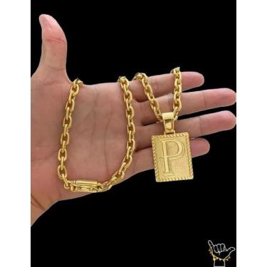 Imagem de Corrente Cadeado 8mm + Pulseira Pingente Banhado a Ouro 18K - Tojoia18