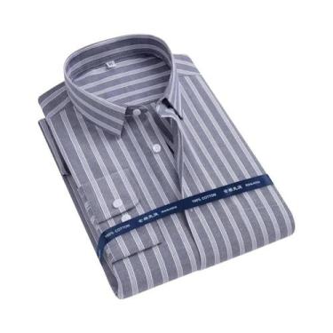 Imagem de Camisa Oxford Masculina De Manga Longa 100% Algodão Confortável Respir