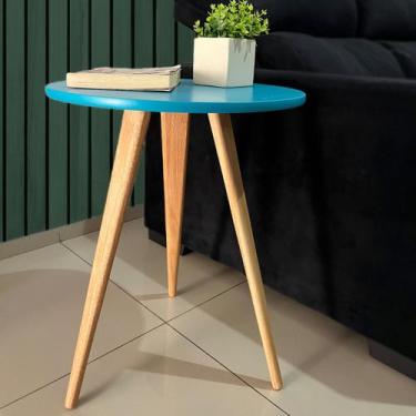 Imagem de Mesa De Canto e Centro Redonda Lateral Apoio Decor Retrô - KISSMÓVEIS,