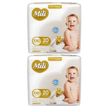 Imagem de Kit C2 Fralda Love & Care Jumbo XXG C/20 - Mili