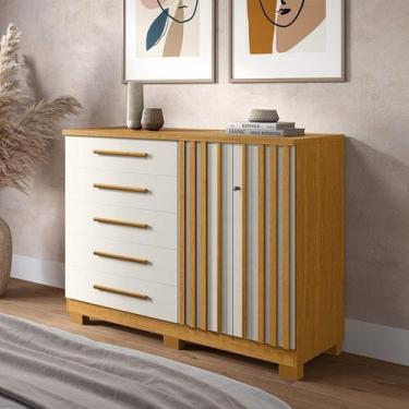 Imagem de Cômoda 2 Portas 5 Gavetas com Sapateira 100% MDF 136cm Gérbera Espress
