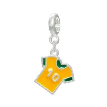 Imagem de Pingente Camisa 10 Brasil Banho Prata Pulseiras Berloques - Pulseiras 