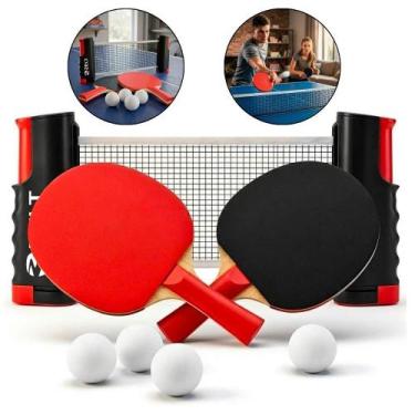 Imagem de Kit Raquete Ping Pong Profissional com Rede Retrátil e 4 Bolinhas ZT-K