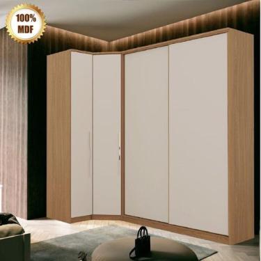 Imagem de Guarda Roupa Modulado de Canto 4 Portas 3 Peças Decor - Móveis Fazzio