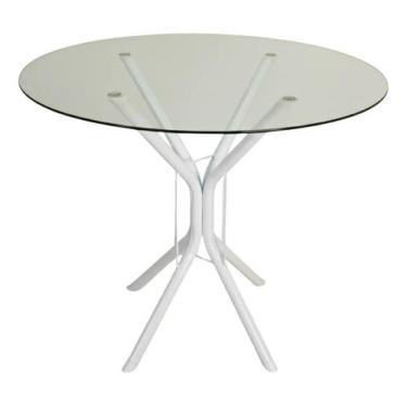 Imagem de Mesa Jantar 70cm Redonda Vidro Temperado Base Ana Metálica Escrivaninh
