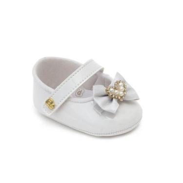 Imagem de Sapato Baby Laço Coração Branco Pimpolho, Branco, 4