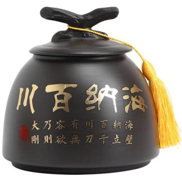 Imagem de 17,5 cm de argila roxa com estampa chinesa para chá e tanque de armazenamento retrô